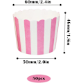 Pikkukuva 2 / 5: 50 kpl vaaleanpunaisia paperisia cupcake-vuokia syntymäpäiville, häihin ja juhliin