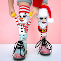 Miniatyrbild 3 av 5: 1 Par Julklapp Strumpor Tryck Innovativa Mjuka Festliga Dekorera Bomull Jultomte Snögubbe Tecknad Julstrumpor För Fest Kaesi