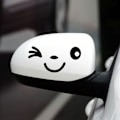 Miniatyrbillede 2 af 5: #6 stk. (Sort) Bilspejl Stickers Blinkende Smiley Design Sjov Sød og Glad#