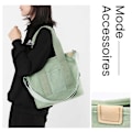 Miniatyrbillede 2 af 5: Grøn Canvas Taske Dame Casual Tote Taske Håndtaske