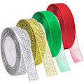 Miniatyrbillede 3 af 5: /#/4 ruller 4/5 tommer i bredde jule metallic glitter organza/#/