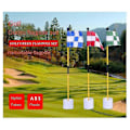 Miniatyrbillede 5 af 5: Sort og hvid golf green flag, farverig todelt ternet green target hul kop flagstang, golftilbehør