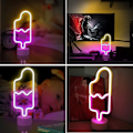 Pikkukuva 1 / 5: Popsicle LED-yövalo jalustalla, LED-neonvalokyltti seinäkoristeeksi