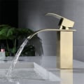 Miniatyrbillede 4 af 5: Moderne Guld Vandfald Håndvask Armatur Badeværelse Mixer Hane med Justering