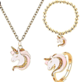 Miniatyrbillede 1 af 5: Unicorn Smykkesæt til Piger - Halskæde, Ringe og Justerbart Armbånd - Gaver til Piger