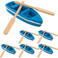 Miniatyrbillede 1 af 2: 6 Sæt Mini Resin Båd og Pagajer Model Figurer Legetøj Mikro Landskab Dekoration Simulation Ocean Strand Scene Dekoration (Båd+2 Pagajer)