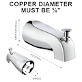 Miniatyrbilde 3 av 5: Det universelle slip-on badekartuten med omleder for baderom - 5\" badekararmatur med omleder, enkel å installere og sparer vannlekkasjer på få minutter, passer 5/8\" kobberrør