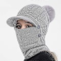 Miniatyrbild 5 av 5: 3-i-1 Vinter Full Face Nackskydd Vindtät Varm Skidkeps (röd)