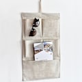 Miniatyrbillede 2 af 6: #2 STK 5-Lommers Hængende Opbevaringspose Stoffvæg Organizer 2 Stilarter Linnedstof til Baby Skab Garderobe Soveværelse Kontor Magasin#