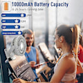 Pikkukuva 4 / 5: 20 cm 10000 mAh akkukäyttöinen klipsikiinnitteinen tuuletin, kannettava USB-tuuletin, 4 nopeutta, tehokas ilmavirta, tukeva kiinnike, valkoinen