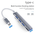 Miniatyrbild 2 av 5: Multifunktionell Dockningsstation 4 Port USB-C Hub Plug And Play Höghastighetsdataöverföring Typ-C/USB3.0 till USB2.0 Multi Splitter Adapter Laptop Tillbehör