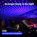 Miniatyrbilde 1 av 5: USB nattlys stjerneprojektor, 2 i 1 automatisk taklys for bil, LED