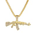 #Halsband, AK-gevär guld full diamant maskingevär halsband#