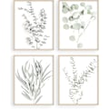 Miniatyrbild 1 av 4: Botanisk Väggkonst med Växter - Set med 4 Väggdekorationer med Växter, Blommor, Blad, Boho-blad, Eukalyptus (oramad) (20x25 cm)