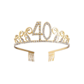 Miniatyrbillede 1 af 3: Fødselsdags Krystal Rhinestone Tiara Dronning Krone Dansefest Hårbøjle Hårkamme Nål til Kvinder 40 års Fødselsdagsfest Gave (Guld)