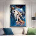 Miniatyrbilde 3 av 5: #30*40cm, 5D diamantmalerisett, ulvende ulv#