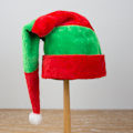 Miniatyrbillede 2 af 5: /#/Udvidet rød og grøn stribet plys julehat/#/