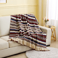 Miniatyrbillede 1 af 5: 1 Stk. 130x170cm Strikket Tæppe Kaffe Tartan Blød Behagelig D