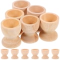 Miniatyrbilde 1 av 2: 16 stk. Kunstig Egg Leketøy Holder Tre Eggkopp DIY Blank Egg Stand Kreativ Påske Egg Holder