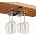 Miniatyrbillede 1 af 5: Vinglasholder til underskab, stilkglasstativ, glashænger med 4 kroge, organizer til køkken og bar (sort)