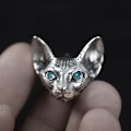 Miniatyrbillede 3 af 5: #Retro Sphynx Hårløs Kat Mænds Hip Hop Øreringe Par#