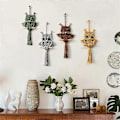 Miniatyrbillede 5 af 5: Ugle Macrame Vægtæppe Vævet Vægophæng Vedhæng Ornament Vævet Boheme Vægtæppe Murstensrød