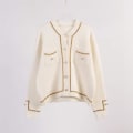 Miniatyrbillede 2 af 5: (farve: beige) Afslappet sweater cardigan formel knap strikket frakke ele