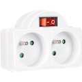 Miniatyrbillede 1 af 3: #Hvid Multistikadapter med Afbryder 2 Stikkontakter 16A #