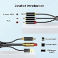 Miniatyrbillede 4 af 5: Digital til analog lydkonverteringskabel, digital SPDIF/optisk & koaksial til analog L/R RCA lydkabel til //TV