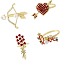 Miniatyrbillede 1 af 5: 4 stk. Servietring Servietholder til Bord Rhinestone Servietholder Hjerte Servietspænde Valentinsdag Servietspænde Servietbånd Servietringe