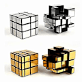 Miniatyrbilde 1 av 2: 2 Pakke 3x3x3 Firkantet Speil Speed Cube Puslespill Gull Sølv