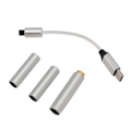 Pikkukuva 1 / 5: USB C - AUX -kuulokeliitäntäadapteri, tukee 32 bittiä 384 kHz PCM USB Type C -liitännästä 2,5 mm:n, 3,5 mm:n ja 4,4 mm:n kuulokeliitäntäadapteriin