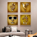 Miniatyrbild 4 av 4: Kärlekshjärta 3D-effekt Väggkonst Abstrakt Metallskulptur Canvas Modern Målning Väggdekor 3040cm Guld-