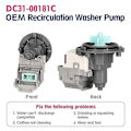 Miniatyrbilde 3 av 5: DC31-00181C Vaskemaskin Pumpe Motor Erstatning for DC31-00030E, 00030J, 30008F, DC96-01113G, AP6025315 for Resirkulering