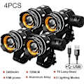 Miniatyrbilde 2 av 5: 4 stk. LED Sykkellys Front 1200 Lumen Type-c USB Oppladbar Lampe Sykkelhode