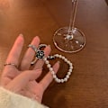Miniatyrbillede 3 af 5: Blomster diamanter perle halskæde mode temperament design s