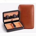 Miniatyrbillede 4 af 4: *Bærbar Cigaræske Cedertræ Cigar Cutter Lighter Etui Kreativ Rejse Cigar Værktøj Læder Etui Samling Etui Sort*