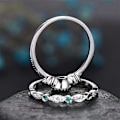 Miniatyrbillede 4 af 5: Kærlighedsringe Vielsesringe 2 stk./sæt Kvinder Cubic Zirconia Indlagt Stabelbar Fingerring Bryllupssmykker Gave - Blå US 7