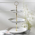Miniatyrbillede 5 af 5: 3-lags keramisk kageopsats te cupcake fest bryllup display bordholder