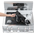 Miniatyrbillede 4 af 5: Gasblus Brænderdæksler 2-pak - 0,2 mm Dobbelt Tykkelse Genanvendelige Gas Komfur Beskyttere Til Samsung 30 tommer Gas Komfur, Sort