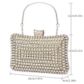 Miniatyrbilde 5 av 5: Dame Rutemønster Metall Håndveske Kjede Geometrisk Aften Clutch Veske, U-diamant Gullfarget