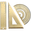 Miniatyrbild 1 av 5: Mässing Matematik Geometri Verktyg Gyllene Linjal Gradmätare Triangellinjal Mätning Utbildningsverktyg Studentmaterial Ritverktyg För Arkitekter E