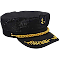 Miniatyrbillede 2 af 4: 1 stk. Søkaptajnshat Broderet Navy Cosplay Voksen Kaptajnshat Manian Stil til Voksne (Sort)
