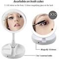 Miniatyrbillede 2 af 5: LED Foldbart Makeup Spejl Med 1x/10x Forstørrelse, LED Lysende Dobbeltsidet Bord Kosmetik Spejl USB Lysende Bærbart Opbevaringsspejl Til Bord