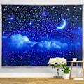 Miniatyrbild 1 av 5: Natt Himmel Gobeläng, Mörkblå Kosmisk Stjärnklar för Sovrum Sovsal Vardagsrum Kontor Daglig Dekorativ Gobeläng Väggkonst Deco Gobeläng 150 cm x