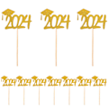 Miniatyrbillede 1 af 2: 10 stk. Graduation Cupcake Toppers Kagepynt Dekoration Papir Kagepynt 2024 Dimissionsfest Toppers