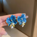 Miniatyrbillede 4 af 5: /#/Sølv nåle malede bier blomster øreringe high-end design/#/