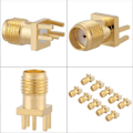 Miniatyrbillede 2 af 5: 10 stk. SMA hun-konnektor base sokkel jack hun koaksial adapter RF PCB montering 50 Ohm messing konnektorer til WiFi antenne radio repeatere forlængerkabel
