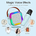 Miniatyrbillede 2 af 5: Karaokemaskine til børn og voksne, mini bærbar Bluetooth-karaokehøjtaler med 2 trådløse mikrofoner og dynamisk lys