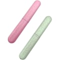 Miniatyrbillede 1 af 4: 2 stk. Tandbørstebeskytter (Pink + Grøn), Hvedehalm, Bærbar Tandbørste
